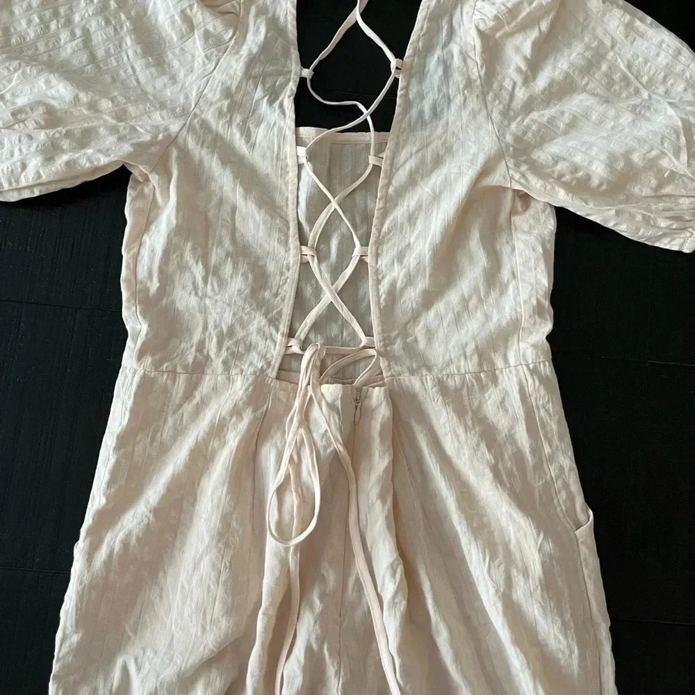 Lace up back Jumpsuit Summer ASOS DESIGN wide leg - Picture 3 of 6